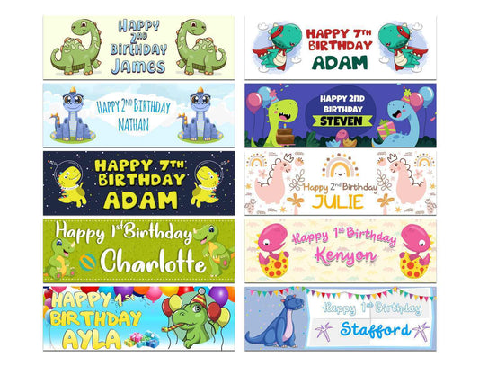 Personalised Birthday Banners Dinosaur Design Children Kid Party Decoration 73