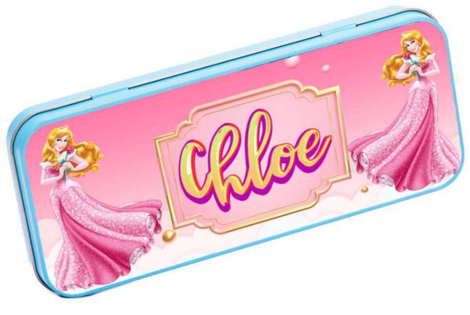 Personalised Any Name Princess Pencil Case Tin Children School Kids Stationary 1