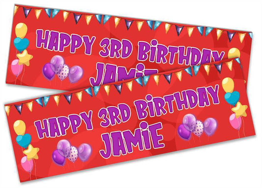 Personalised Birthday Banners Generic Design Children Kids Party Decoration 165