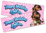 x2 Personalised Birthday Banner Moana Children Kids Party Decoration Poster 6