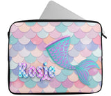 Personalised Any Name Mermaid Design Laptop Case Sleeve Tablet Bag 14