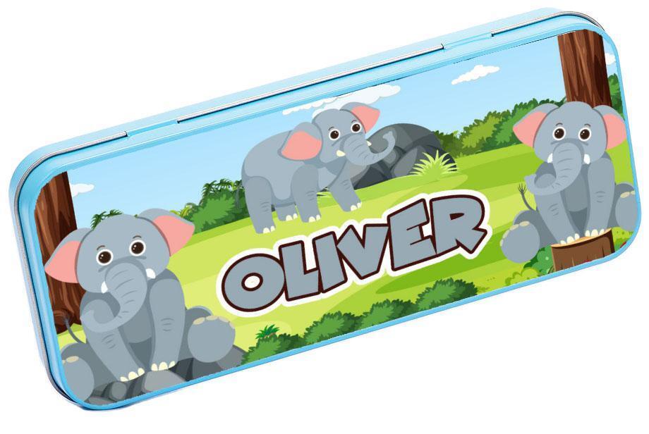 Personalised Any Name Animal Pencil Case Tin Children School Kids Stationary 8