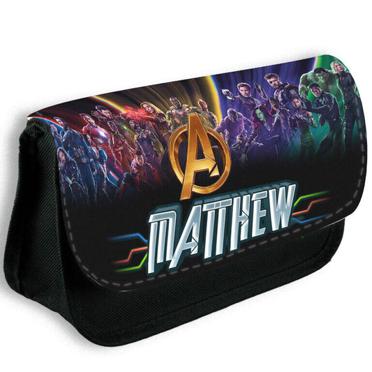 Personalised Pencil Case Any Name Avengers Make Up Bag School Kids Stationary 12
