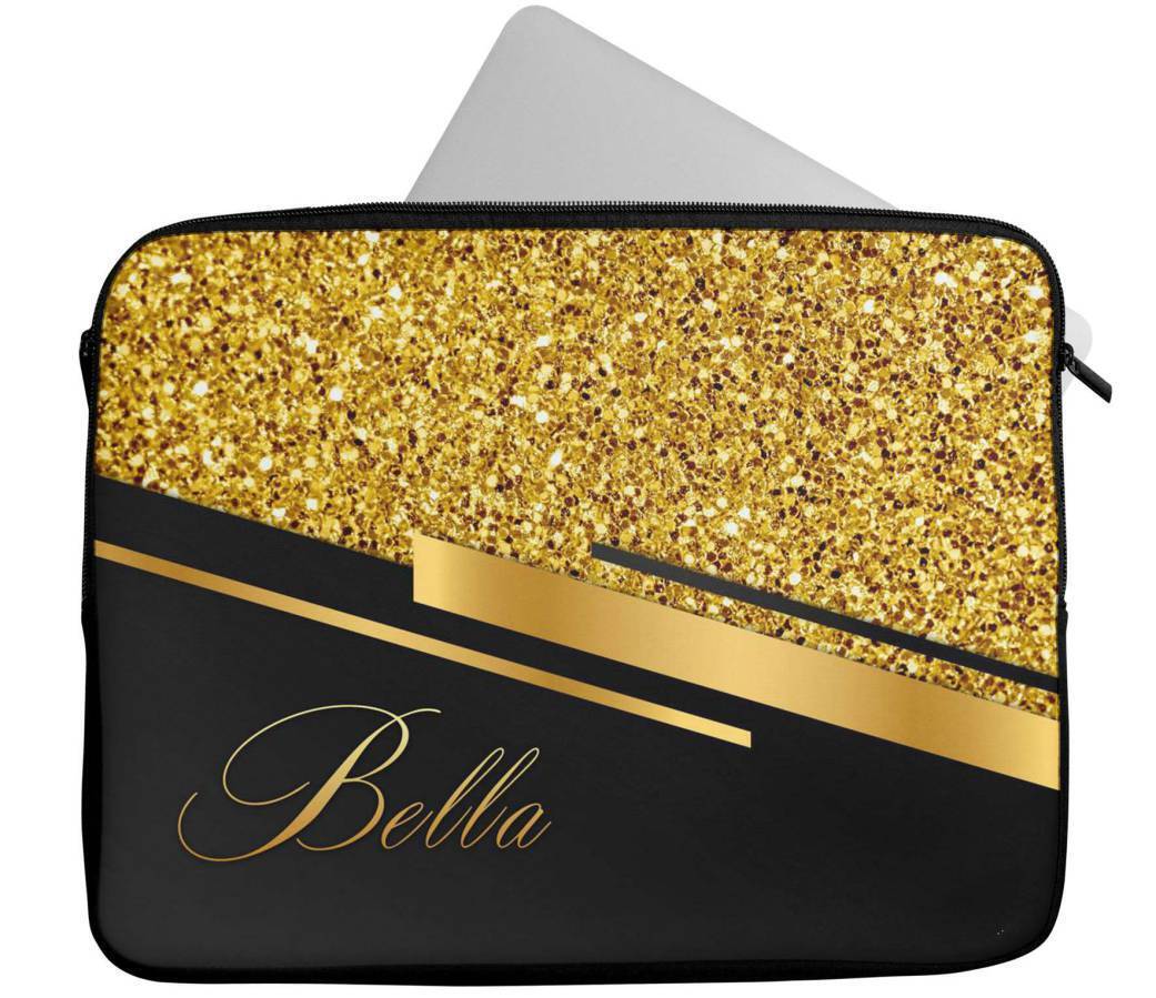 Personalised Any Name Glitter Design Laptop Case Sleeve Tablet Bag 68