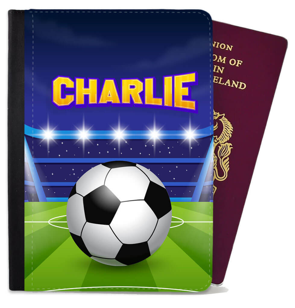 Personalised Football Children Passport Cover Holder Any Name Holiday 12