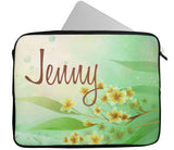 Personalised Any Name Floral Design Laptop Case Sleeve Tablet Bag 27