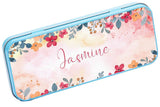 Personalised Any Name Floral Pencil Case Tin Children School Kids Stationary 13