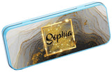 Personalised Any Name Marble Pencil Case Tin Children School Kids Stationary 22