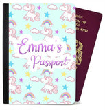 Personalised Unicorn kids Passport Cover Holder Any Name Holiday Accessory 32