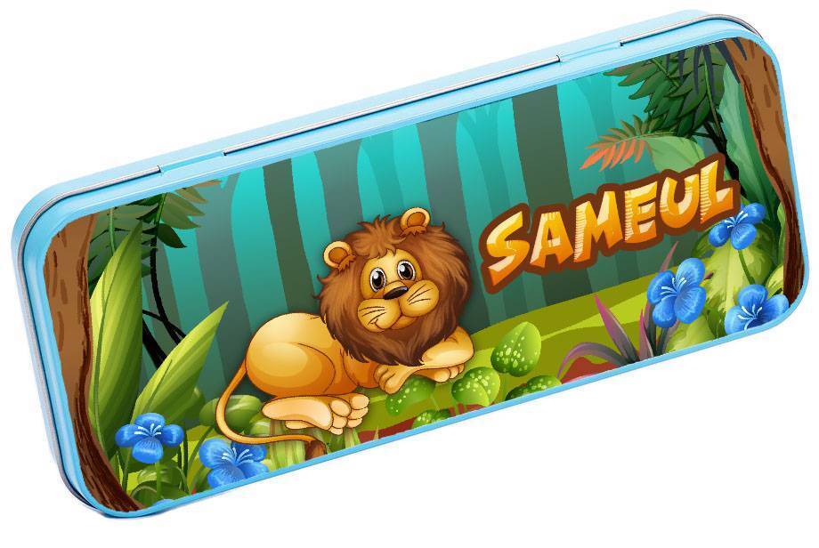 Personalised Any Name Jungle Pencil Case Tin Children School Kids Stationary 18