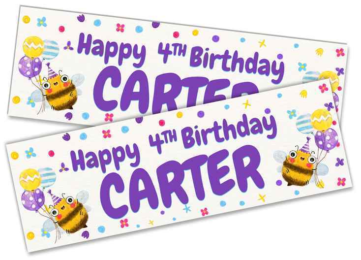 Personalised Birthday Banners Generic Design Children Kids Party Decoration 217