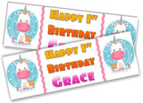 Personalised Birthday Banners Unicorn Design Children Kids Party Decoration 22
