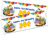 Personalised Birthday Banners Jungle Design Children Kids Party Decoration 51