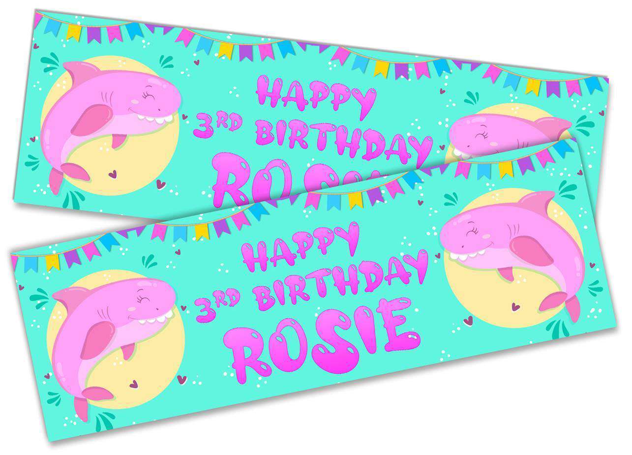 Personalised Birthday Banners Fish Design Children Kids Party Decoration 111