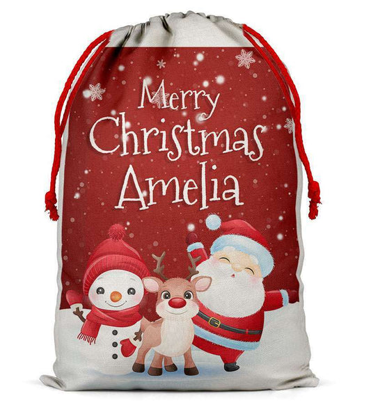 Personalised Christmas Sack Santa Bag Xmas Boy Girl Gift Stocking Bag 476