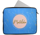 Personalised Any Name Marble Glitter Design Laptop Case Sleeve Tablet Bag 33