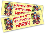 Personalised Birthday Banners Super Hero Design Children Kid Party Decoration 71