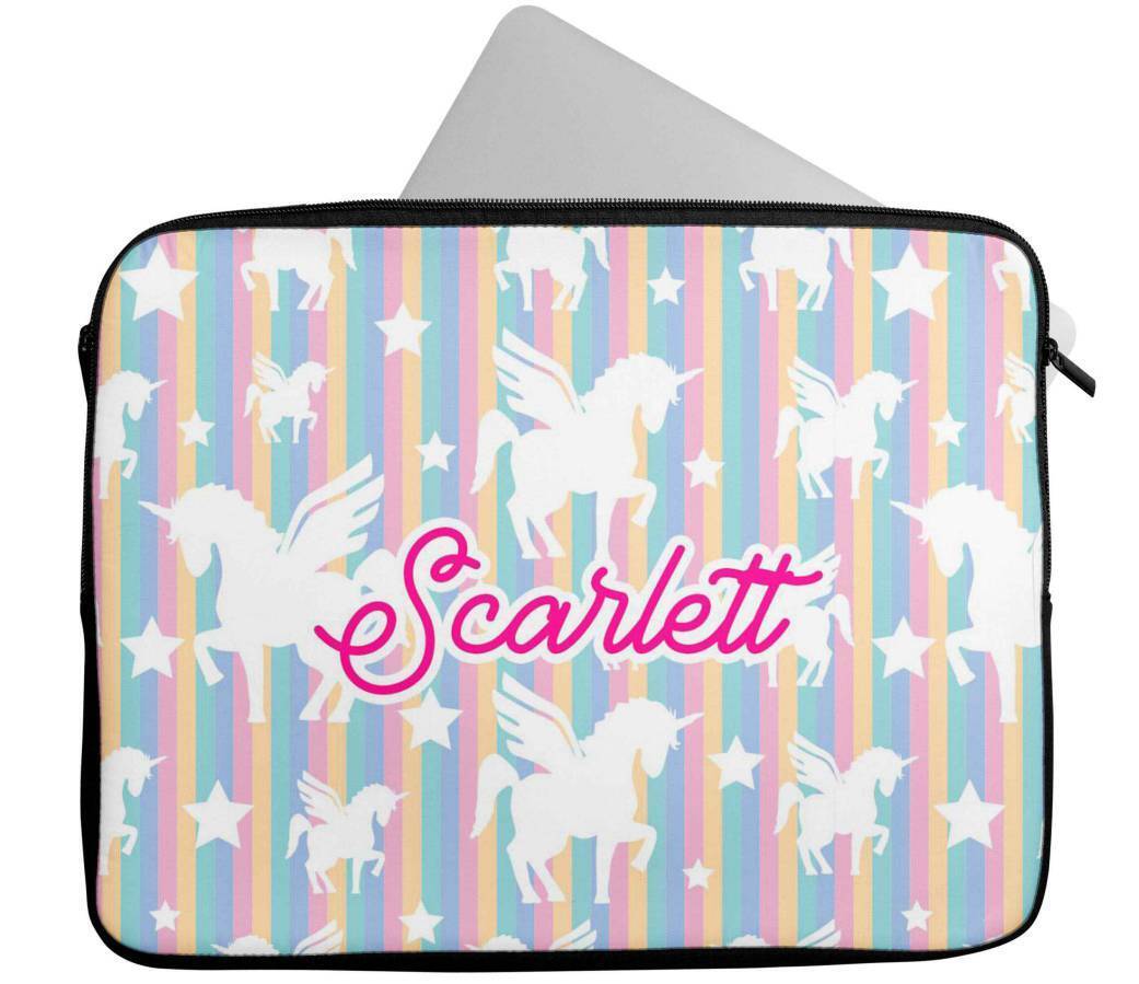 Personalised Any Name Unicorn Design Laptop Case Sleeve Tablet Bag 89