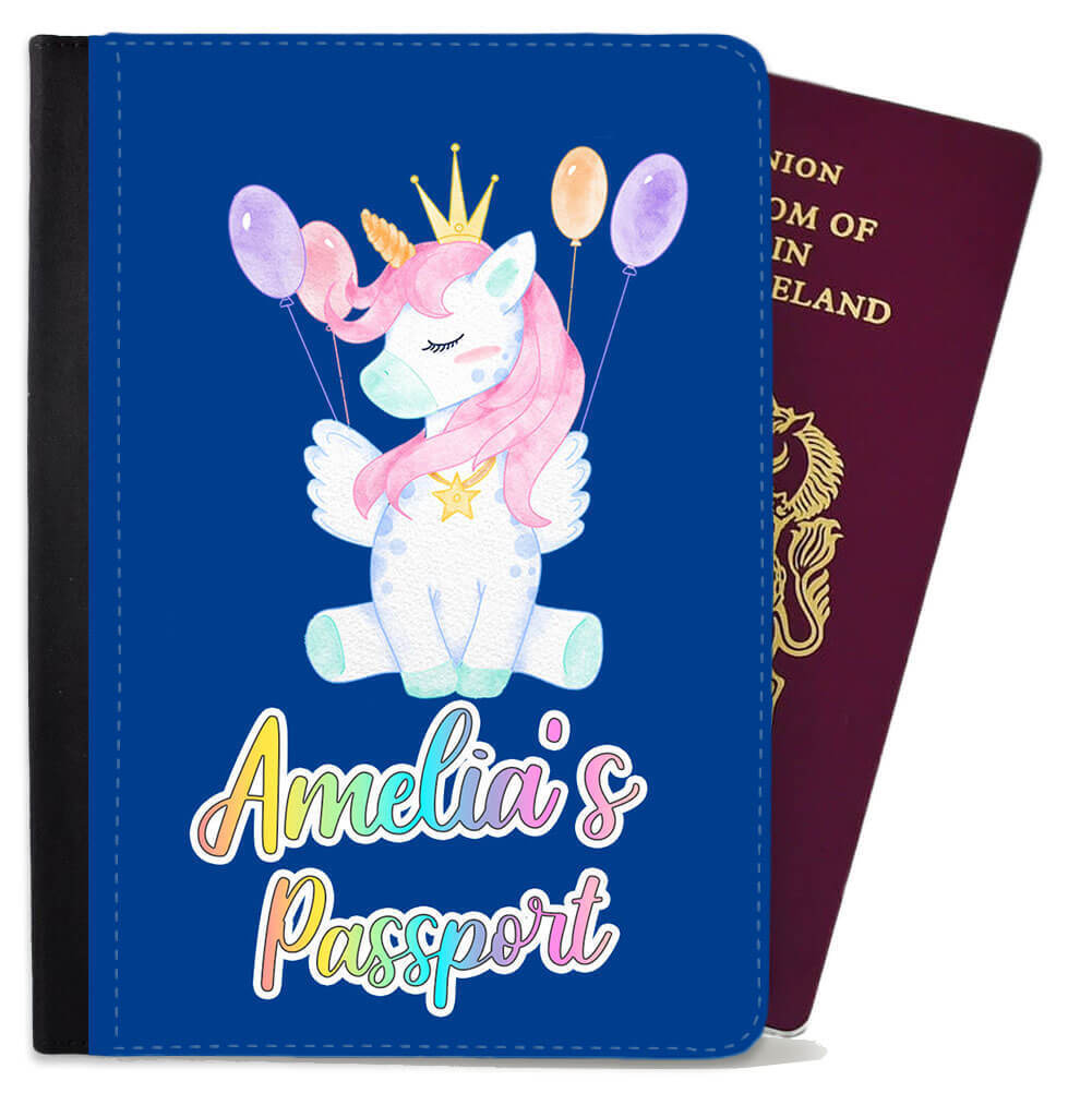Personalised Unicorn kids Passport Cover Holder Any Name Holiday Accessory 19
