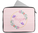 Personalised Any Name Floral Design Laptop Case Sleeve Tablet Bag 65