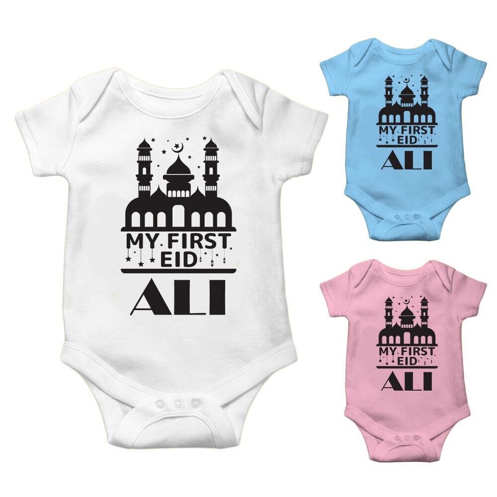 Personalised Eid Baby Vest Baby grow Little baby body suit 25