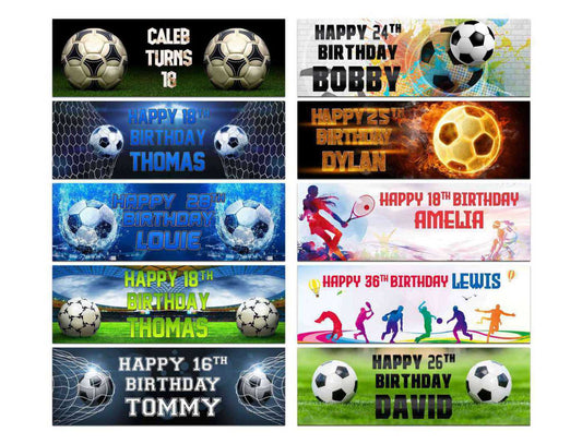 Personalised Birthday Banners Football Design Children Kids Party Decoration 125