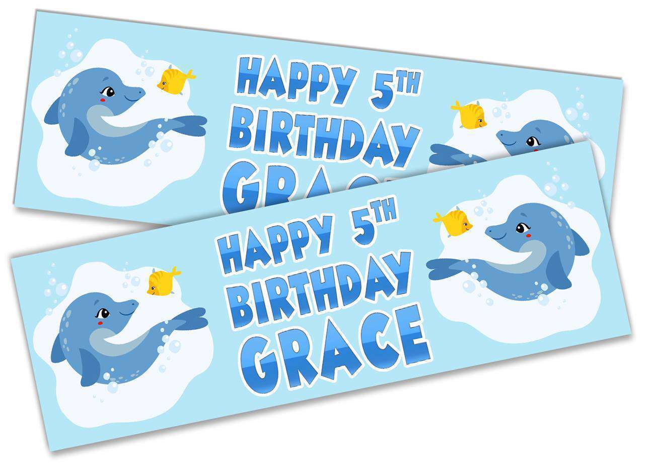 Personalised Birthday Banners Fish Design Children Kids Party Decoration 111