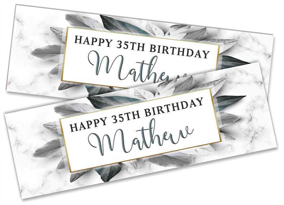 Personalised Birthday Banners Marble Design Adult Kids Party Decoration 52