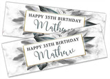 Personalised Birthday Banners Marble Design Adult Kids Party Decoration 52