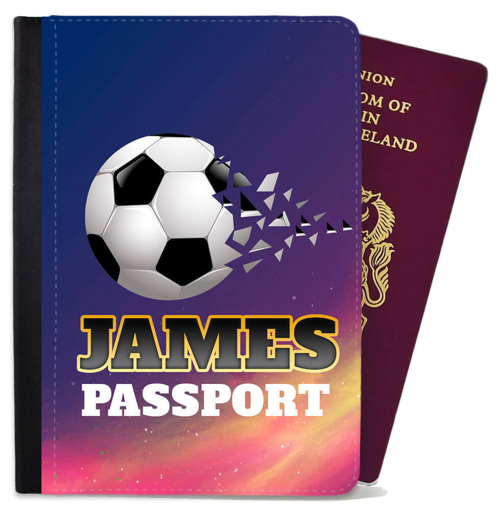 Personalised Football kids Passport Cover Holder Any Name Holiday Accessory 22