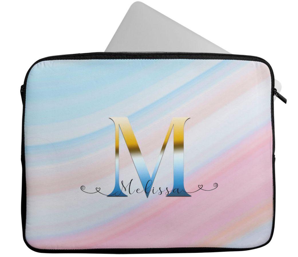 Personalised Any Name Marble Design Laptop Case Sleeve Tablet Bag 111