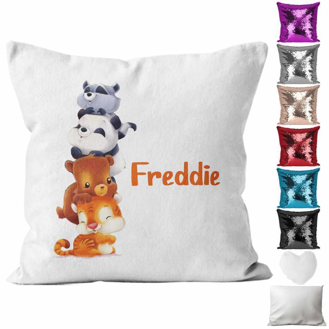Personalised Cushion Animal Sequin Cushion Pillow Printed Birthday Gift 62