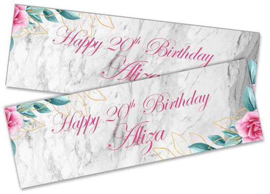 Personalised Birthday Banners Floral Design Kids adult Party Decoration 177