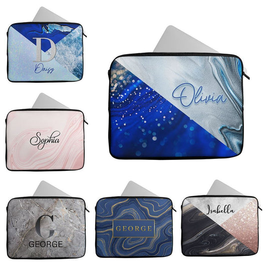 Personalised Any Name Marble Design Laptop Case Sleeve Tablet Bag 66