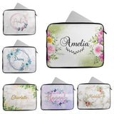 Personalised Any Name Floral Design Laptop Case Sleeve Tablet Bag 65