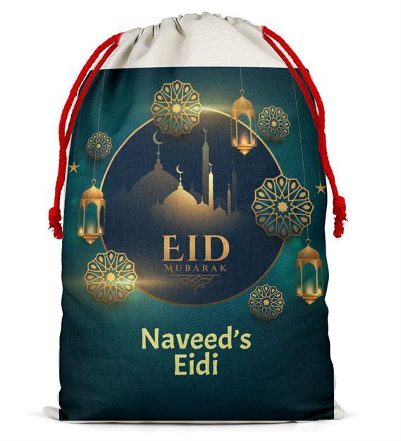 Personalised Eid Sack Bag Boy Girl eid Gift idea Stocking Bag 3