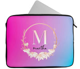 Personalised Any Name Floral Design Laptop Case Sleeve Tablet Bag 31