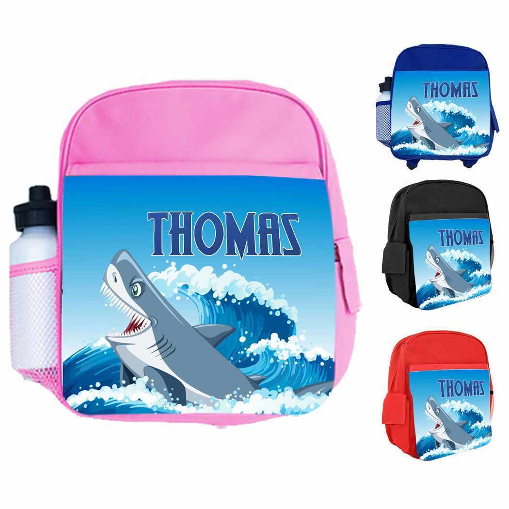 Personalised Kids Backpack Any Name Fish Design Boys Girls kids School Bag 10