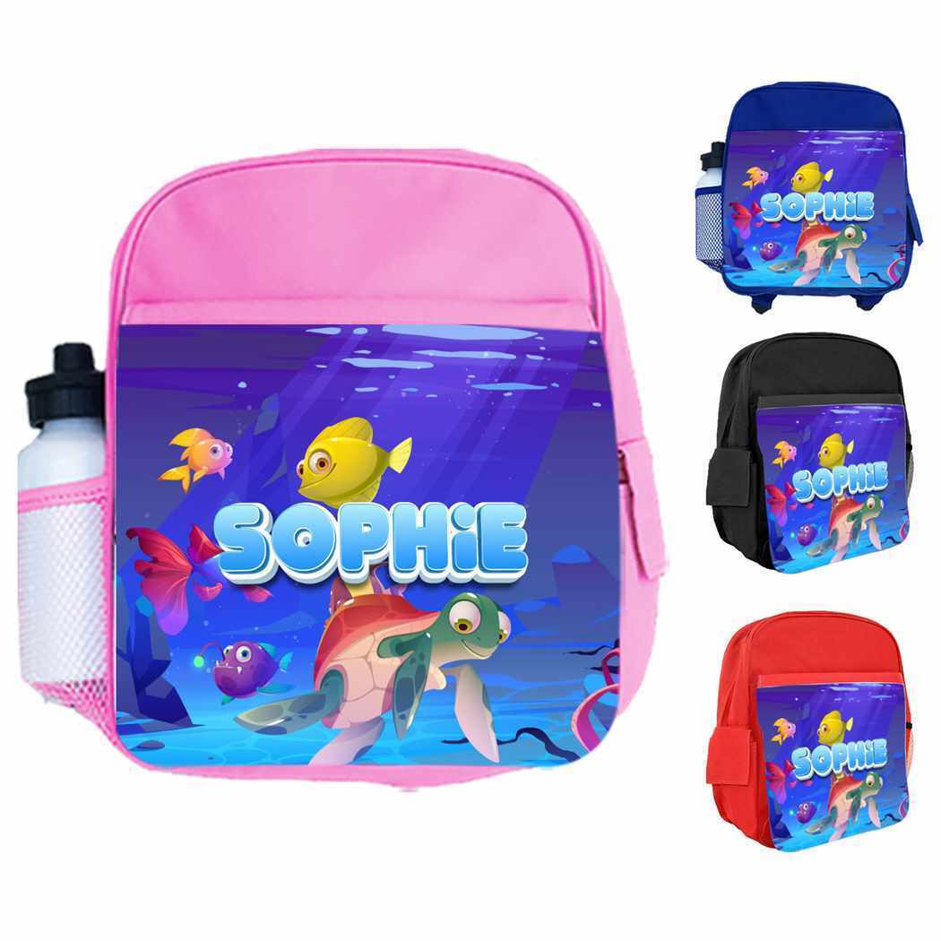 Personalised Kids Backpack Any Name Fish Design Boys Girls kids School Bag 11