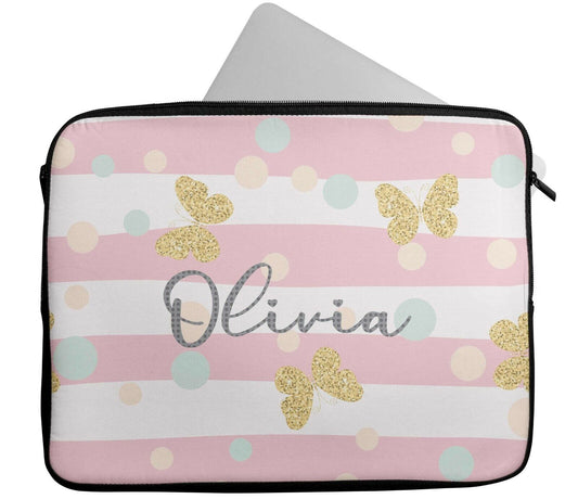 Personalised Any Name Butterfly Laptop Case Sleeve Tablet Bag Chromebook Gift