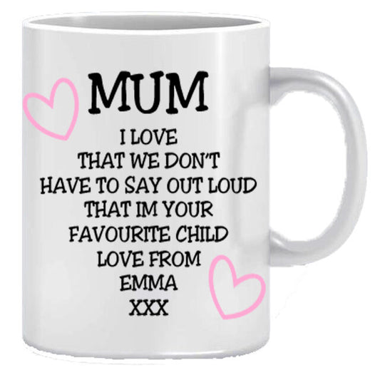 Personalised Favourite Child Mug Mothers Day Gift Tea Coffee Humour