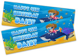 Personalised Birthday Banners Fish Design Children Kids Party Decoration 111