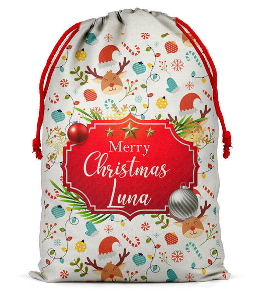 Personalised Christmas Sack Santa Bag Xmas Boy Girl Gift Stocking Bag 8