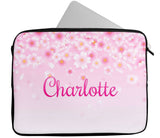 Personalised Any Name Floral Design Laptop Case Sleeve Tablet Bag 55