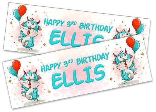 Personalised Birthday Banners Generic Design Children Kids Party Decoration 189