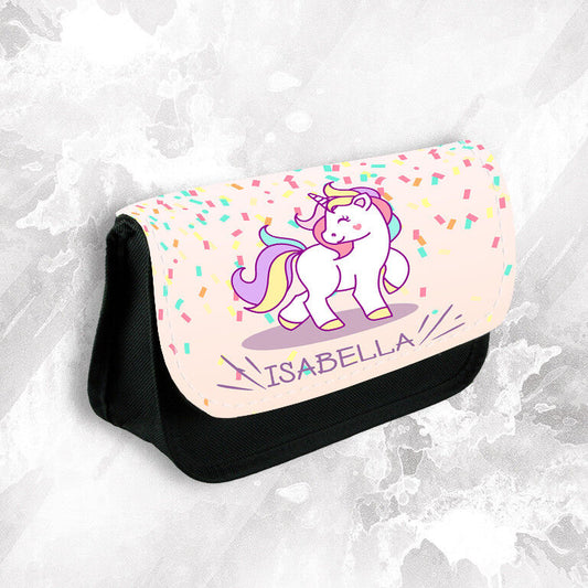 Personalised Any Name Unicorn Pencil Case Make Up Bag School Kids Stationary