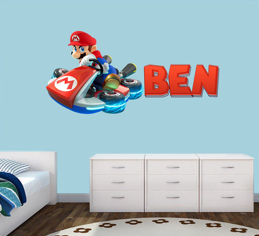 Personalised Super Mario Any Name Wall Decal 3D Art Stickers Vinyl Room Bedroom