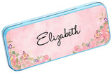 Personalised Any Name Floral Pencil Case Tin Children School Kids Stationary 20