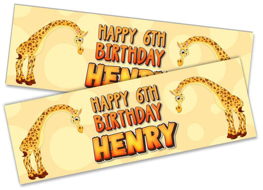 Personalised Birthday Banners Giraffe Design Children Kids Party Decoration 95