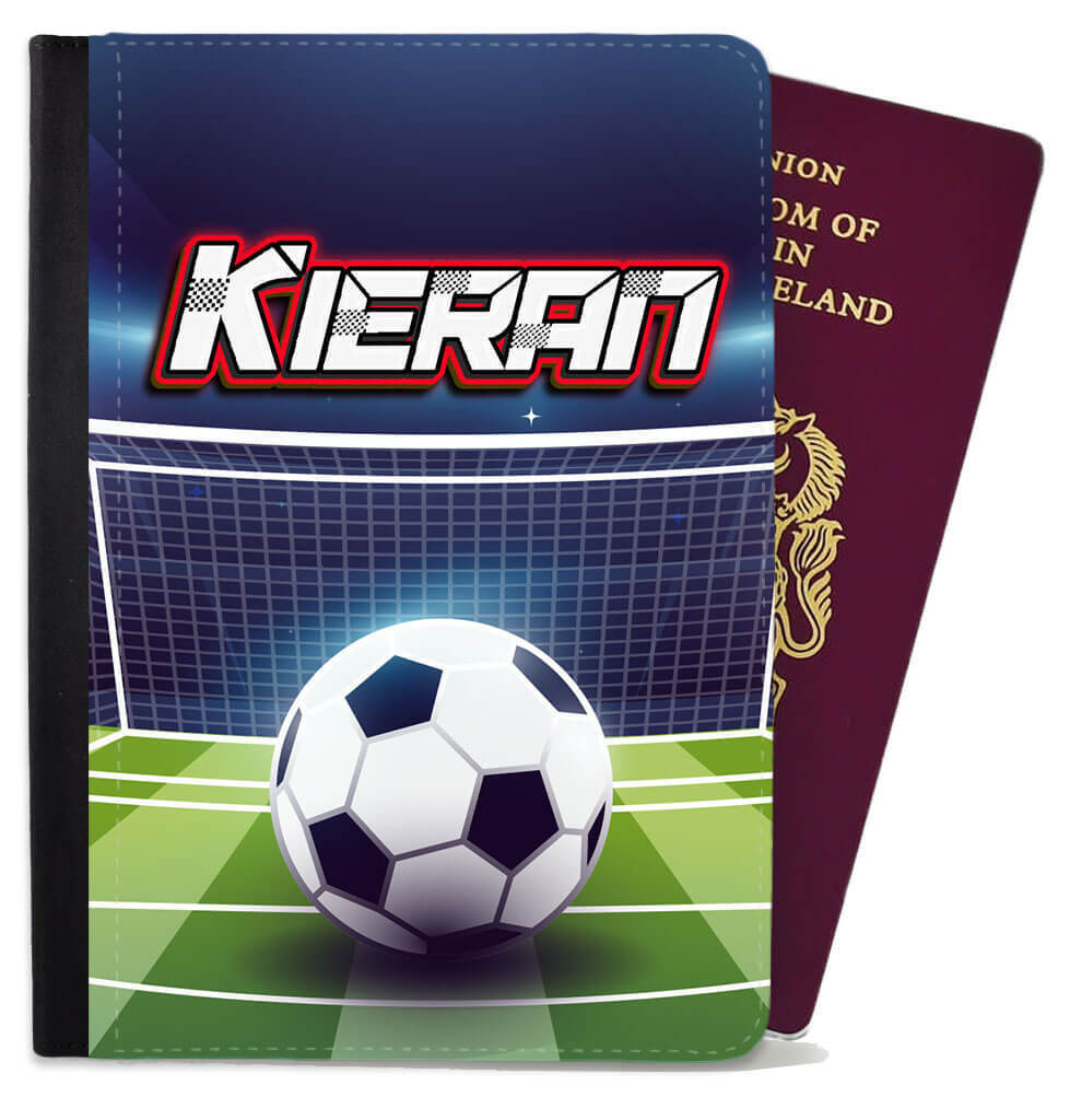 Personalised Football kids Passport Cover Holder Any Name Holiday Accessory 22